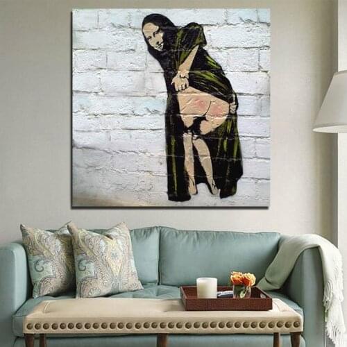 Abstract Pop Wall Art Banksy Mona Lisa Postersand Prints Canvas Painting Wall Art Pictures for Living Room Cuadros Home Decor
