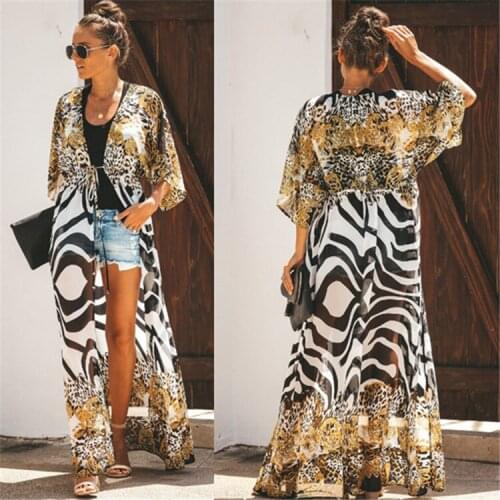 Beach Pareo De Plage Outings For Women Beachwear Dresses Capes On Swimsuit Cape The New Chiffon Print Spotted Leopard Upper