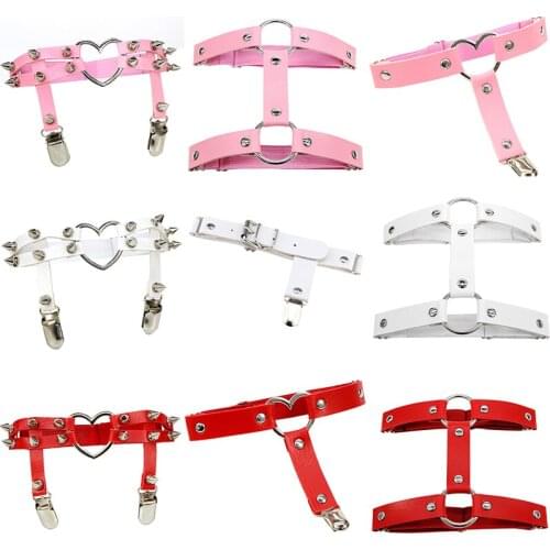 2021 Female Women Sexy Elasticity Round Heart Leather Harness Tight Punk Strap Leg Ring Garter Belts Bondage Gothic Jewelry