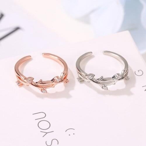 Rose Sweet Geometric Round Twisted Forest Tree Branch Rings For Women Vintage Engagement Ring Minimalist Finger Fashion Jewelry