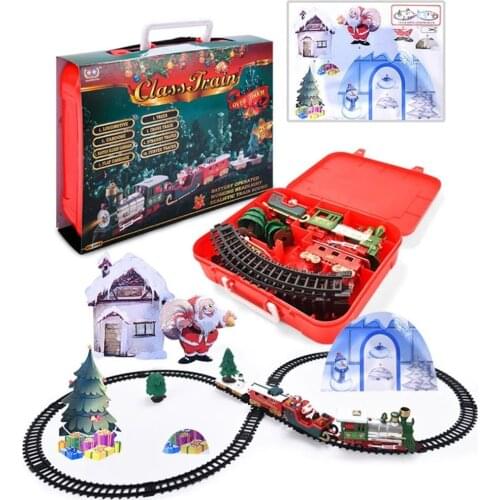 Christmas Electric Rail Car Train Toy Childrens Electric Toy Railway Train Set Racing Road Transportation Building Toys