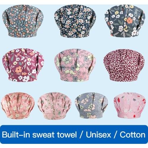 High Quality cartoon Anima printing sweat-absorbent Scrub hat Beautician cute hat laboratory men and women Scrubs fluffy caps