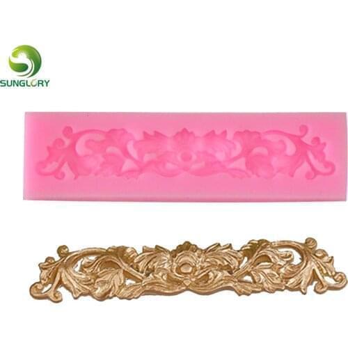 DIY 3D Leaf Silicone Mold Lace Fondant Mold For Cake Decoration Gum Paste Moldes De Silicona Sugarcraft Cake Border Color Pink