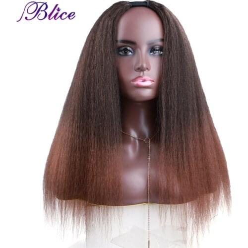 Blice Synthetic Long U Part Wig 20 Inch Omber Kinky Straight Head Band Half Wigs Natural Style With Clips Inside For Women