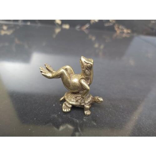 Antique Pure brass statue copper ORNAMENT Religious frog turtle status Figurines