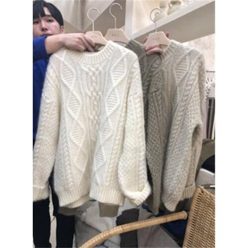 Japanese Vintage Autumn Oversize Pullovers Korean O Neck Long Sleeve Knit Sweaters Harajuku Streetwear Thick Jumpers Femme