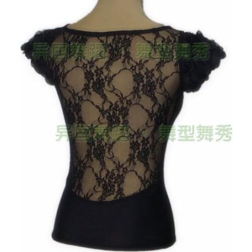 Latin dance top back lace deep U lace openwork halter neck tops T12048 modern dance