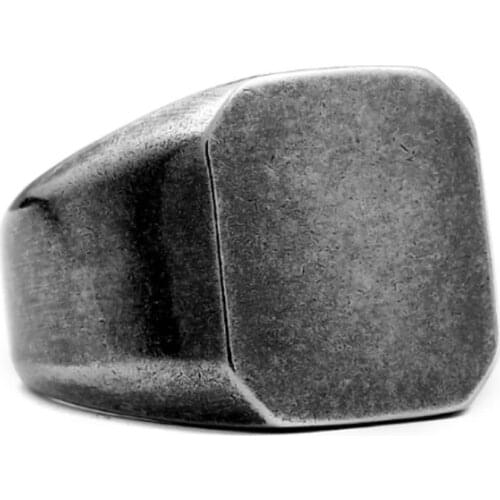 Retro Punk Style Mens Classic Simple Fashion Trend Personality Antique Octagonal Ring