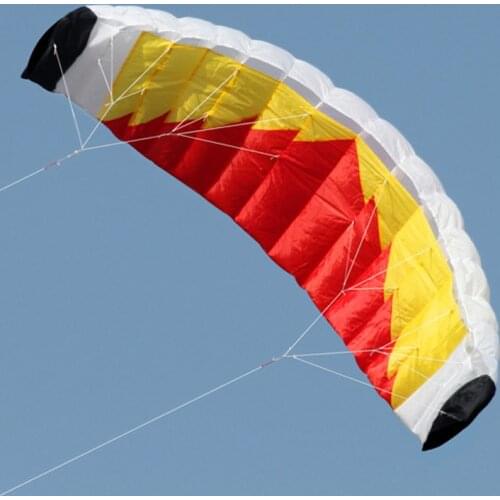 New High Quality 2m Nylon Dual Line Parafoil Kite With Control Bar Line Power Braid Sailing Kitesurf Rainbow Sports Beach