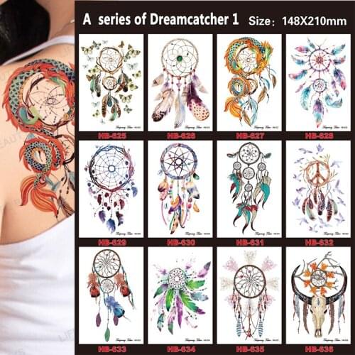 12Pcs Beauty Dream Catch Feather Waterproof Temporary Tattoos For Women Sexy Body Art 3D Sleeve DIY Glitter Arm Tatoo Exotic