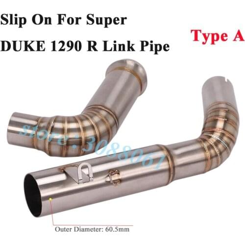 For duke 1290 Super Duke R Motorcycle Exhaust Pipe Escape Muffler Modified Stainles Steel Slip On Middle Tube Link Pipe 60mm