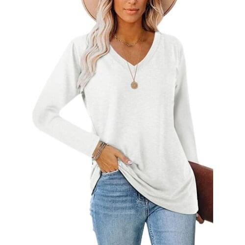 Spring Autumn T Shirt Women Soft Long Sleeve V-Neck Female Tees Basic Tops Harajuku Tshirt for Ladies Ropa Plus Size Mujer