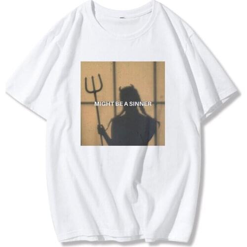 THE ANGELS PROTECT ME THE DEMONS RESPECT ME Printed Womens T-shirt Harajuku Retro T-shirt Fashion Graphic Top T-shirt Female