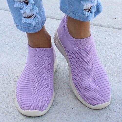 Plus Size Women Sneakers Breathable Mesh Platform Sneakers Women Slip On Soft Ladies Casual Shoes Woman Knit Sock Shoes Flats