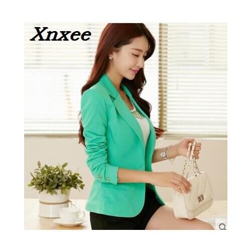 2018 Black Yellow Blue Formal Female blazer Jackets short blasers mujer womens slim long-sleeve woman suits coat Jacket Xnxee