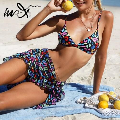 In-X Skirt bikini 2021 Triangle 3 pieces set Print swimwear female Sexy swimsuit women Elegant bathing suit beach wear biquini