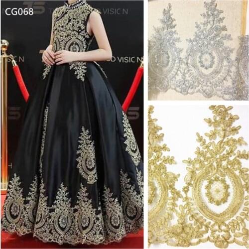 Zsbszc Width 30cm white golden silver net Embroidered Pineapple lace trim for sewing on Wedding Dress garment accessories CG068