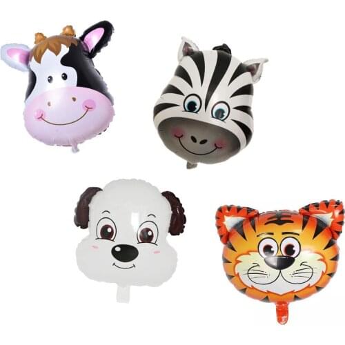 1Set Jungle Animal Balloons Latex Foil Tiger Zebra Cow Dog Printed Balloon Animal Theme Party Supplies Safari Party Decoration