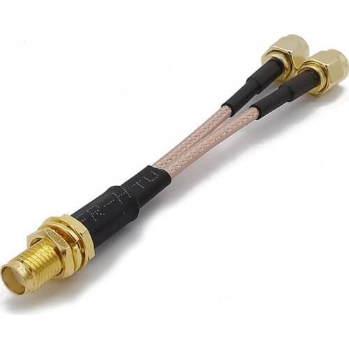 1Pcs Dual SMA Male to SMA Female RG316 Antenna Adapter Splitter Combiner Y Type Cable 20CM