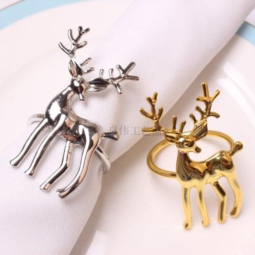 10pcs/lot High-grade exquisite gold and silver deer meal buckle model room restaurant hotel western sika deer napkin ring