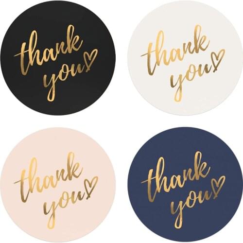 1000pcs Thank You Stickers Seal Labels 1inch Clear Gold Foil Paper Decoration Sticker For gift stickers labels Wedding Gift Card