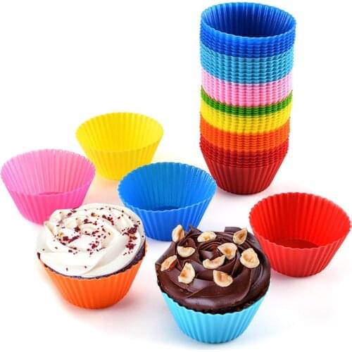 12pcs Silicone Cake Baking Molds Cupcake Molder Round Muffin Cake Mold Home Kitchen Cooking Supplies Cake Decorating Tools