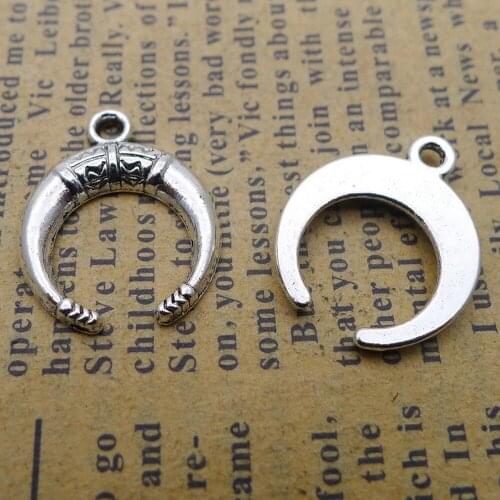200pcs Horns Charms 15mm x 18mm DIY Jewelry Making Pendant antique silver color