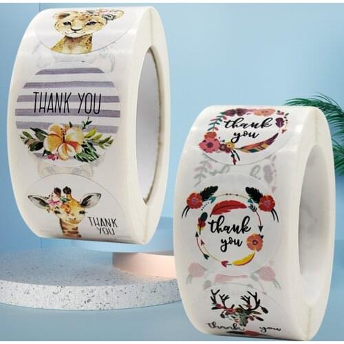 24Types Cartoon Animal Flower Thank You Stickers Seal Labels for Business Envelope Online Ecommerce Shipping Packages Party Gfit