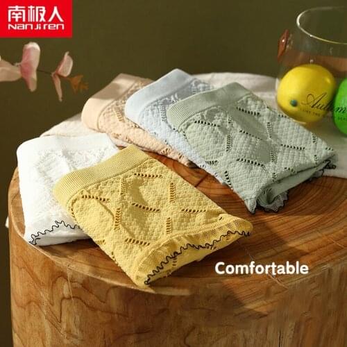 NANJIREN Women Underwear Lingerie Pants Cotton Seamless Breathable Comfortable Mid-Rise Solid Color Girls Summer Briefs 3pcs