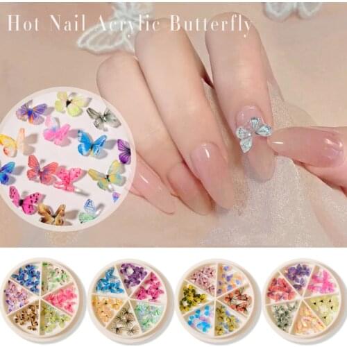 3D Simulation Butterfly Resin Nail Art Decorations Summer Butterflies Acrylic Nail Polish Ornaments Manicure Decals Accessories