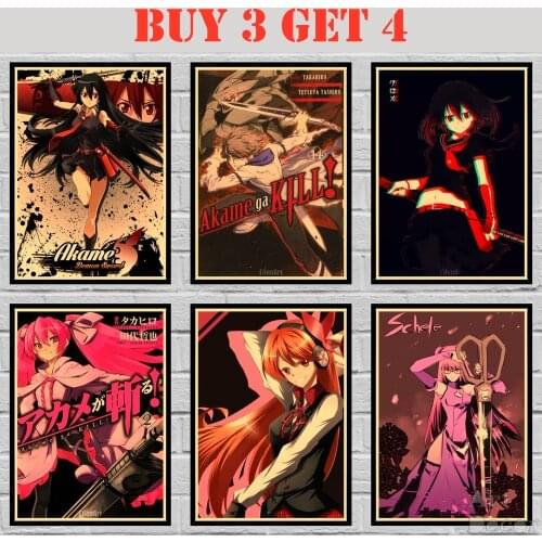 44 Designs Anime Akame Ga KILL! Kraft paper Poster Artwork Painting Funny Wall Sticker 42X30cm