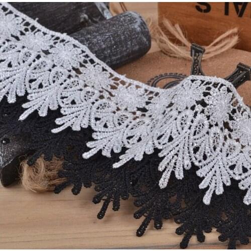 Free shipping 7.5cm exquisite flower embroidery lace trim wedding hair bow gift home textiles accessory 10yards/lot