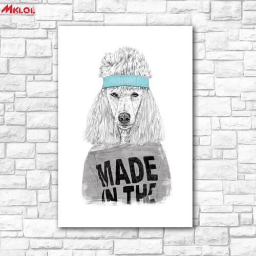 Large Wall Art,Poodle,Restaurant study Bedroom Decor Wall oil Painting Print Nice wall picture for living room no frame concise