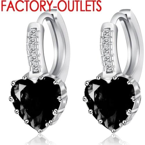 Big Promotions Luxury Heart Shape 925 Sterling Silver Brincos Pierced Earrings For Women Romantic Cubic Zirconia Gift Jewelry
