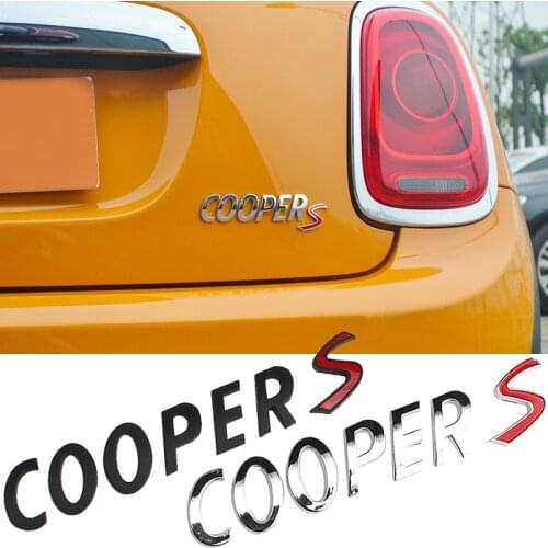 Black Silver COOPER S Letters Logo Font Trunk Sticker For MINI COOPERS Auto Tailgate 3D ABS Emblem Nameplate Car Tuning