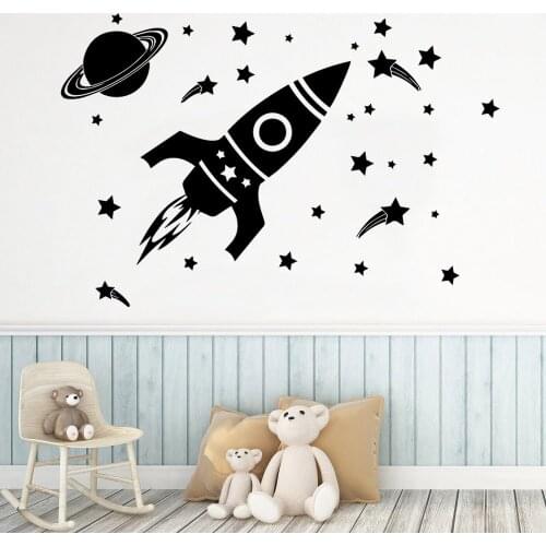 Diy Rocket Planet Home Decoration Accessories For Kids Room Living Room Home Decor Wall Art MURAL Drop Shipping