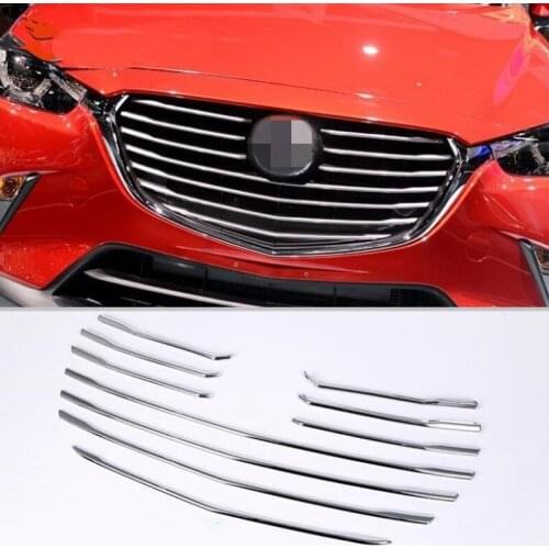 For Mazda CX-3 2018 10PCS ABS Chrome Car Front Grill Grille Decorative Cover Trim Car Styling Accessories Quality Assurance