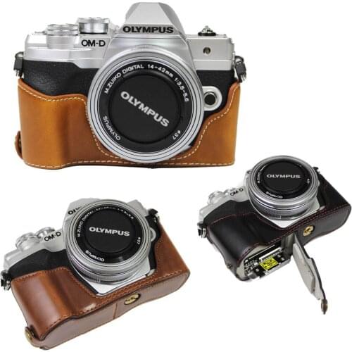 Pu Leather EM10 IV Camera Case Bag Bottom Half Body Cover Base For Olympus OMD EM10 OM-D E-M10 Mark IV 4