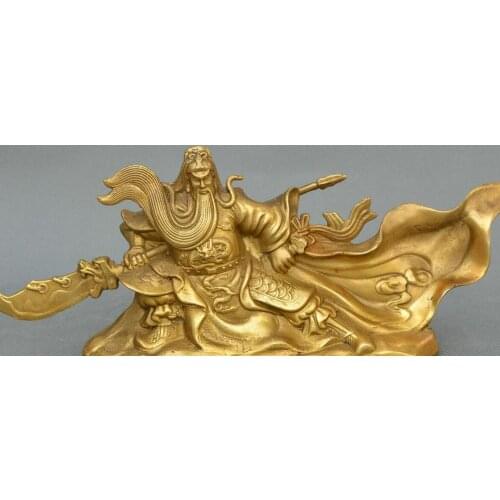 Chinese fengshui old bronze god of wealth god of fortune Guan Yu god statue