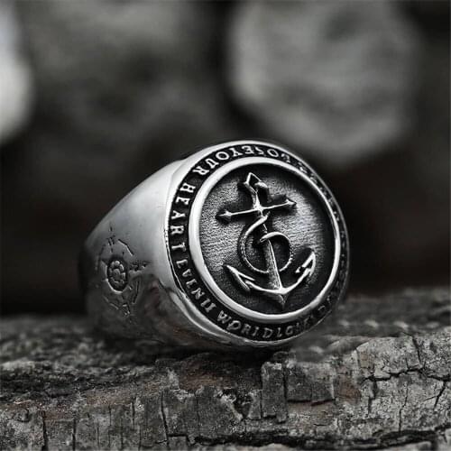 Punk Rock Hip Hop Trend Retro Mens Rings Banquet Jewelry Fashion Gothic Index Finger Anniversary Gift Wholesale Viking Anchor