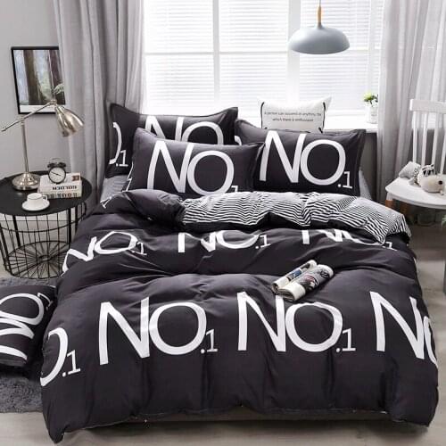 NO1 Pattern Bed Cover Set Fashion Duvet Cover Adult Child Bed Sheet And Pillowcases Black Comforter Bedding Set 3/4pcs