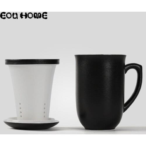 Creative Ceramic Mug with Lid Filter Large Capacity Office Household Simple Round Tea Water Cups for Beautiful Gift Drinkware