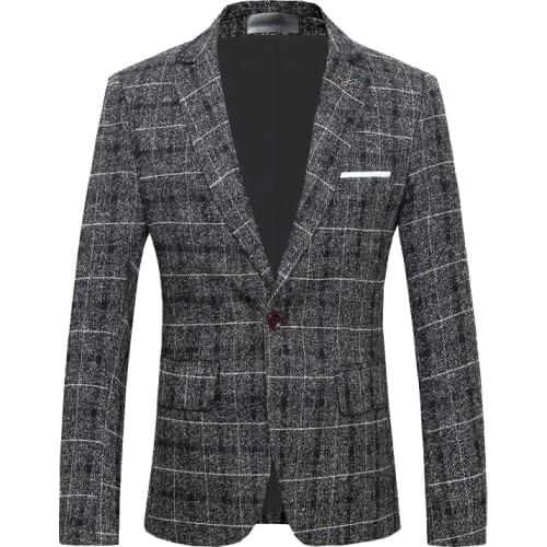 British Style Mens Blazer Jacket 2020 Spring New Plaid Blazer Men Slim Fit Business Formal Wear Casual Blazers Men Suits 5XL-S