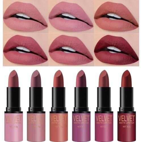 6PCS Velvet Lipstick Set Matte Texture Waterproof Sweat-proof Long Lasting Lip Glaze Set Rich Color Lip Gloss Lip Makeup TSLM1