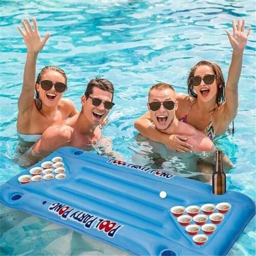 Table Tennis Float Row Swimming Pool Float Beer Table Portable Inflatable Beer Table Drinking Cooler Table Bar Tray For Outdoor