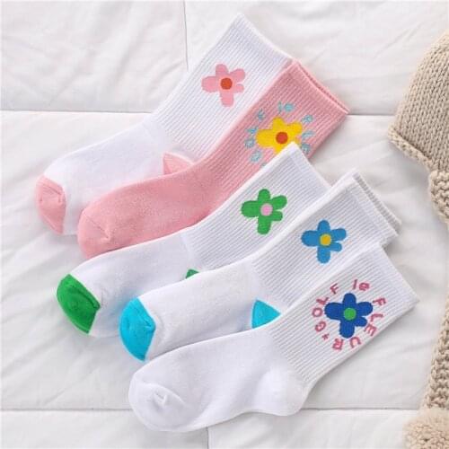 Socks Women Beauty Flower Golf Long Tube Stockings Womens Knee High Socks Sport Socks Skateboard Floral Print Socks Woman Sox