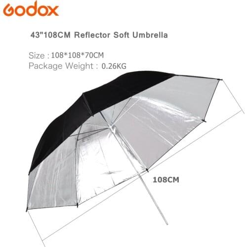 GODOX 43" Inch 108cm Pro Photography Studio Reflector Black Silver Soft Diffuser Umbrella for Photo Studio Flash Lamp Lighting
