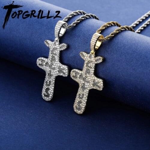 TOPGRILLZ Cactus Jack Pendant &Necklace Iced Cubic Zircon Plated Gold Silver Color Hip Hop Jewelry For Men Women