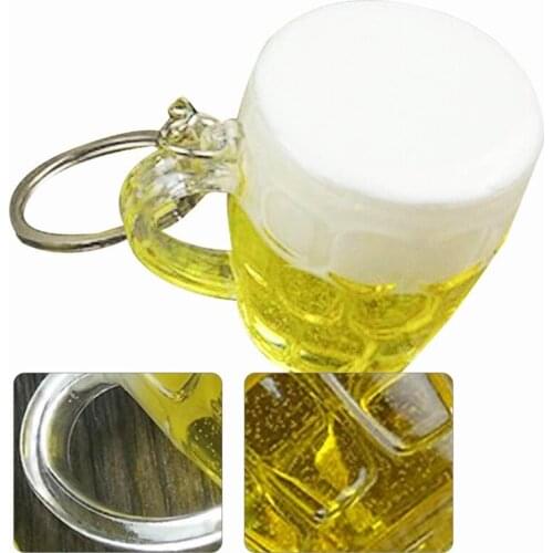 Hot Women Men Beer Cups Simulation Food Handicraft Key Chain For Bag Key Rings Pendant Jewelry Accessories Gift