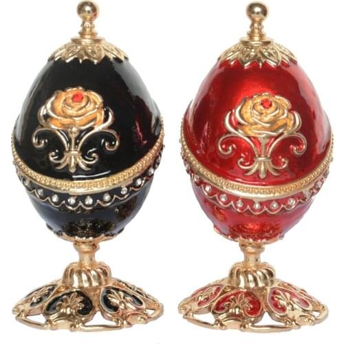 Rose on egg metal jewelry trinket box keepsake box Russian crafts decoration collectible gifts for her